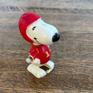 Vintage Football  Snoopy Red and White Wind Up Toy Figure